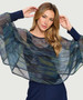 Front of the Shimmery Batwing Top with Arm Cuffs style MS1763C-249 from Last Tango in the multicolor print (Shown with a camisole underneath which is sold separately)