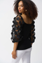 Back of the 3D Dot Sleeve Knit Top style 251273 from Joseph Ribkoff in the color black