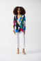 Front of the Silky Knit Face Print Straight Blazer style 251176 from Joseph Ribkoff in the Vanilla/Multi print