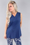 Front of the Pleated V-Neck Camisole style 1851 from Michael Tyler in the color denim blue