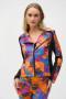 Front of the Scuba Tropical Print Fitted Jacket style 252919 from Joseph Ribkoff in the multicolor print