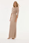 Side of the Lurex Knit Draped Trumpet Gown style 251703 from Joseph Ribkoff in the color champagne