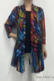 Front of the Multi Abstract Mesh Cardigan style A303-G43 from Fashion Cage in the multicolor print