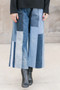 Front of the Teona Crop Patchwork Pants style 5443 from Shannon Passero in the color denim