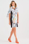 Front of the Short Sleeve Keyhole Dress style 25607 from Dolcezza in the multicolor print