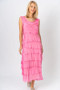 Front of the Long Silk Ruffle Dress style 2031 from Look Mode in the color raspberry