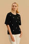 Front of the Pearl Ornament T-Shirt style 251529 from Funsport in the color black