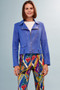 Front of the Solid Vegan Moto Jacket with Belt style BCJ5703D from Insight in the color Imperial Blue