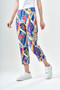 Front of the Cuffed Cropped Printed Techno Pants style BCP1870PRG from Insight in the multicolor print
