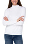 Front view of the Liverpool Long Sleeve Mock Neck Top in the color White