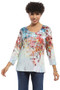 Front of the Alina 3/4 Sleeve Top style 25T49C from Parsley & Sage in the multicolor print