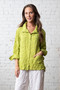 Front of the Travel Scrunch Collar Jacket style 600386 from Olivia in the color lime