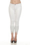 Front of the Bling Rhinestone Ankle Jeans style Z12768 from AZI in the color white