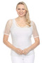 Front of the Mesh Metallic 2pc Top style Z13028 from AZI in the color white