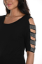Close up of the Blingy Open Sleeve Top style 256710 from Frank Lyman in the color black