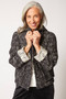 Front of the Checkered Print Hooded Cargo Jacket style 21826 from Habitat in the color black