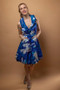 Front of the Aqua Swirl Print Bubble Dress style S21150 from Samuel Dong