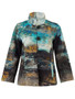 Front of the Life's Too Short Print Swing Jacket style 75606 from Dolcezza in the multicolor print