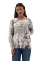 Front of the Animal Print Button Back Sweater style 252283 from Orly in the multicolor print