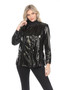 Front of the Patent Leather Asymmetrical Jacket style J2515W from Lindi in the color black