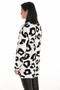 Back of the Spotted Animal Print Sweater Coat style 253723 from Frank Lyman in the colors off white and black
