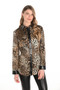 Front of the Animal Print Blouse with Pleather Trim style 253782 from Frank Lyman in the color black
