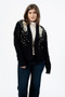 Front of the Pearl Knit Cardigan style 253D45 from Funsport in the color black