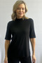 Front of the Mock Neck Short Sleeve Top style 102514 from Soft Works in the color black