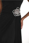 Close up of the Draped Chiffon Off-The-Shoulder Dress style 259755 from Frank Lyman in the color black