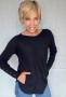Front of the Pocket Tie Sleeve Sweater style 2380BLK from Ethyl in the color black