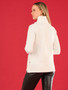Back of the Ribbed Criss Cross Zip Jacket style 75194 from Dolcezza in the color off white
