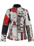 Front of the Bookworm Print Quilted Jacket style 75831 from Dolcezza in the multicolor print