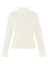 Front of the Cable Knit Turtleneck Sweater style 75305 from Dolcezza in the color off white