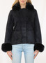 Front of the Faux Fur Sweater Coat style 12541FF from Metric Knits in the color black