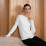 Front of the Pearl Embellished Sweater style A46368 from Alison Sheri in the color off white