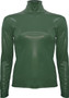 Front of the Glossy Foiled Mock Neck Long Sleeve Top style BCT7631A from Insight in the color hunter green