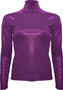 Front of the Glossy Foiled Mock Neck Long Sleeve Top style BCT7631A from Insight in the color amethyst