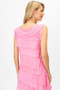 Back of the Silky Asymmetrical Ruffle Top style 9577HW from Look Mode in the color fuchsia