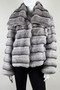 Front of the Textured Faux Fur Coat style 25631 from Radzoli in the colors grey and black
