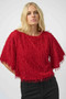 Front of the Novelty Fringe Boxy Top style 254105 from Joseph Ribkoff in the color red