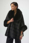 Front of the Jacquard Sweater Knit Cape with Faux Fur Accents style 254934 from Joseph Ribkoff in the colors black and gold