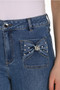 Close up of the Wide Leg Bow Pocket Jeans style 254978 from Frank Lyman in the color denim