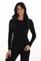 Front of the Sheer Back Bling Top style 254025 from Frank Lyman in the color black