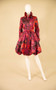 Front of the Floral Print Bubble Coat Dress style 11665 from Samuel Dong in the colors red and violet