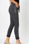 Side of the Side Ribbon Hot Wash Jegging style 2120HW from Look Mode in the color dark grey