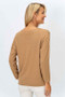 Back of the V-Neck Gold Shimmer Top style 82839 from Look Mode in the color camel