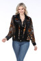 Front of the Floral Burnout Mesh Jacket style VJ25323A from Shennel Trading in the color black