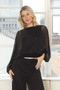 Front of the Glitter Chiffon Batwing Top style MS1833-271 from Last Tango in the color black