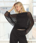 Front of the Glitter Chiffon Batwing Top style MS1833-271 from Last Tango in the color black