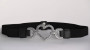 Front of the Rhinestone Heart Stretch Belt style A26606 from Frank Lyman in the colors black and silver